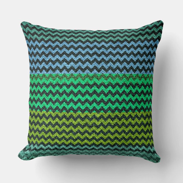 Coussin Motif de rayures de fromage bleu à la menthe verte (Recto)
