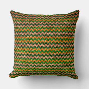 Coussin Motif de rayures jaune vert Chevron