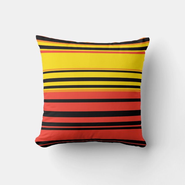 Coussin Motif de rayures rouges jaunes (Recto)