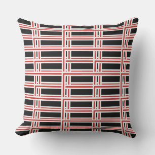Coussin Motif de rectangle rouge et blanc à verrouillage e