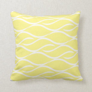 Coussin Motif de remous de blanc et de jaune