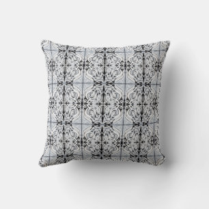Coussin Motif de répétition Abstrait gris noir blanc
