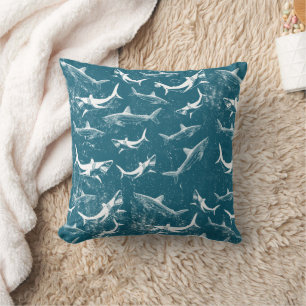 Coussin Motif de requins bleus en détresse