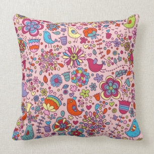 Coussin Motif de ressort avec les fleurs colorées