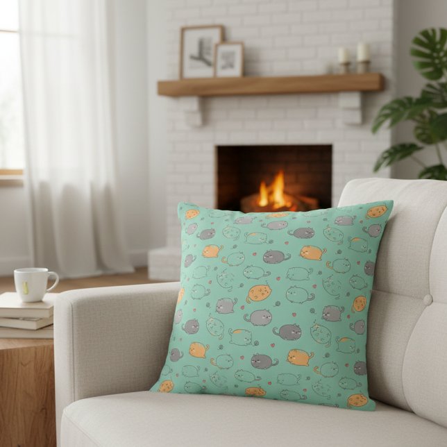 Coussin Motif de rêves de chat endormi mignon et cosy (Créateur téléchargé)