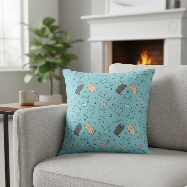 Coussin Motif de rêves de chat endormi mignon et cosy (Créateur téléchargé)