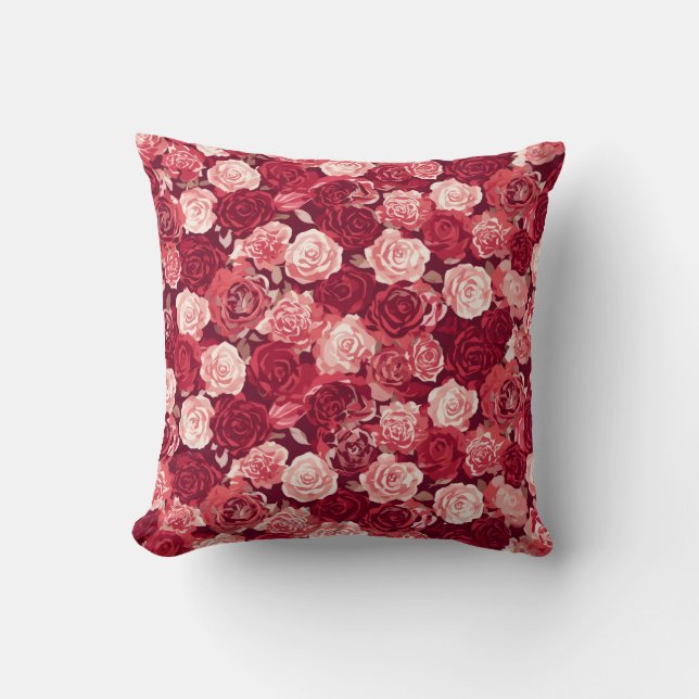 Coussin Motif de rose transparente Crimson & Blush (Recto)