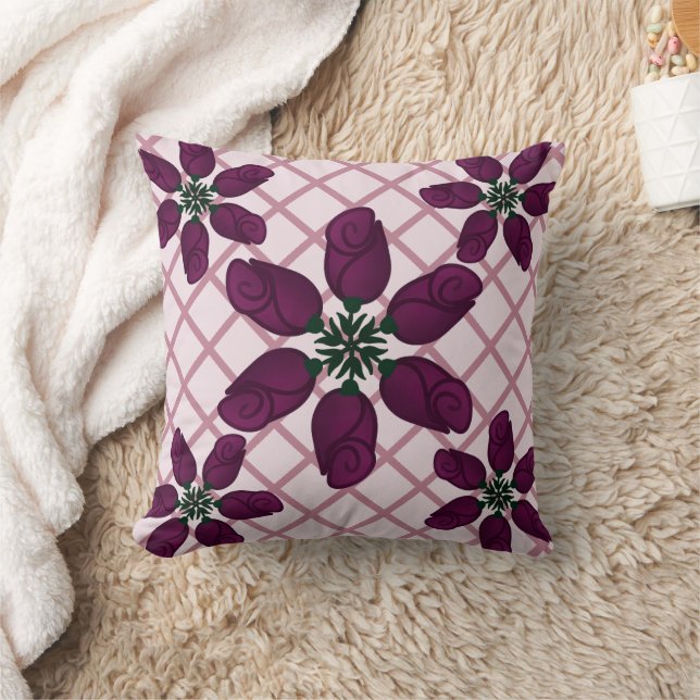 Coussin Motif de rose violette foncée — Florale élégante d (Couverture)