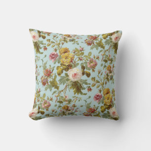 Coussin Motif de roses florales inspiré de l'ancien