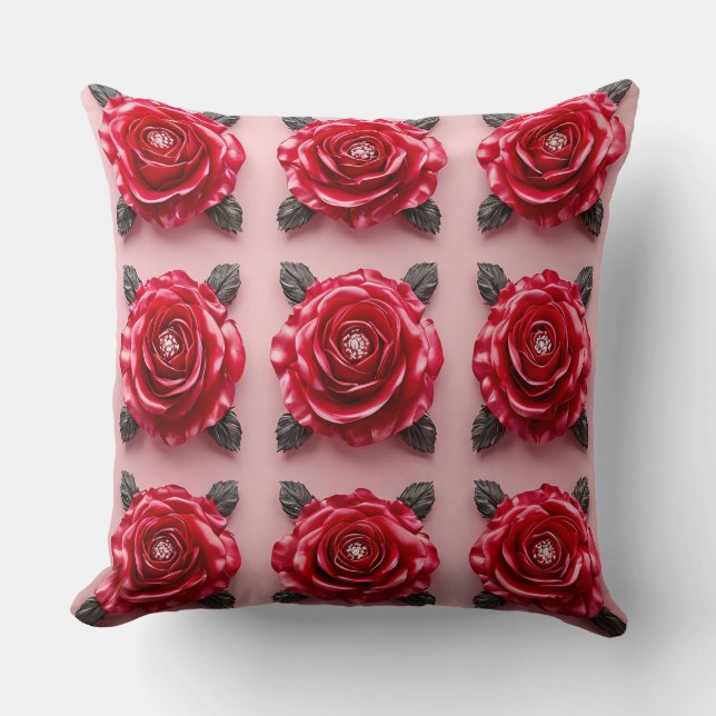 Coussin Motif de roses roses (Recto)