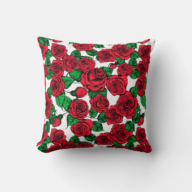 Coussin Motif de roses rouges (Recto)