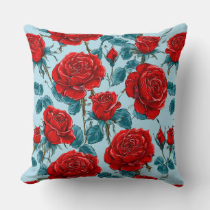 Coussin Motif de roses rouges