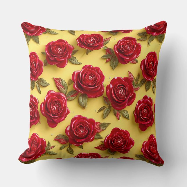 Coussin motif de roses rouges 3d (Recto)