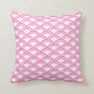 Coussin Motif de Seigaiha rose chaud