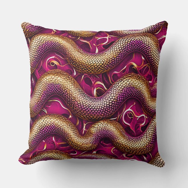 Coussin Motif de serpent rose (Recto)