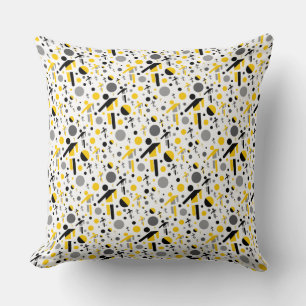 Coussin Motif de silhouette de football jaune noir mignon