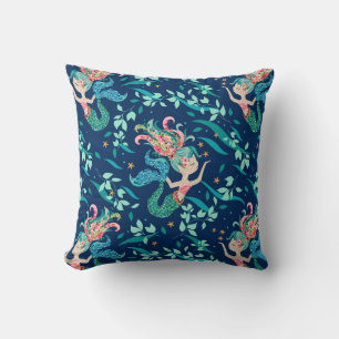 Coussin Motif de sirène de fleurs de mer
