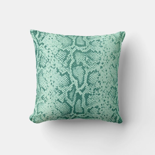 Coussin Motif de Snakeskin exotique| bleu menthe (Recto)