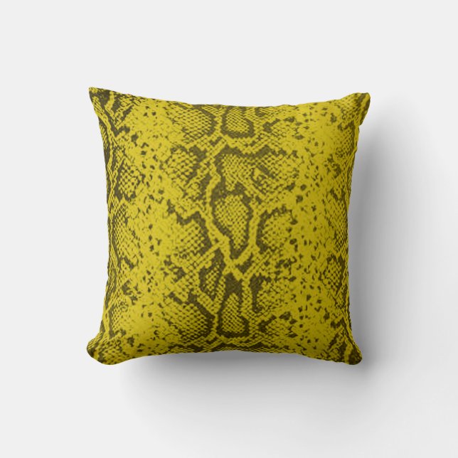 Coussin Motif de Snakeskin exotique| jaune (Recto)