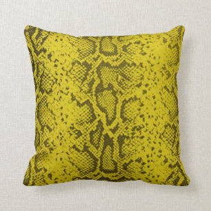 Coussin Motif de Snakeskin exotique  jaune