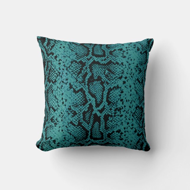 Coussin Motif de Snakeskin exotique| turquoise (Recto)