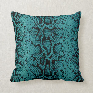 Coussin Motif de Snakeskin exotique  turquoise
