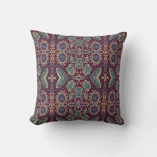 Coussin Motif de soleil et de jungle (Recto)