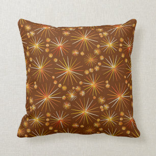 Coussin Motif de Spoutnik de la moitié du siècle, brun