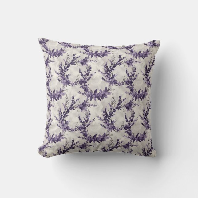 Coussin Motif de style aquarelle de lavande rustique (Recto)