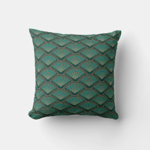 Coussin Motif de style Art déco en vert turquoise