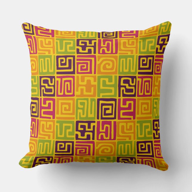 Coussin Motif de style Kuba 071019 - Couleurs (Recto)