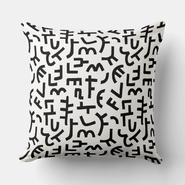 Coussin Motif de style Kuba 121019 - Noir sur blanc (Recto)