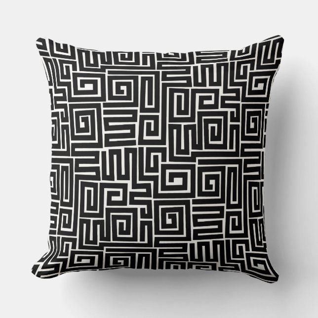 Coussin Motif de style Kuba 280922 - Noir sur blanc (Recto)