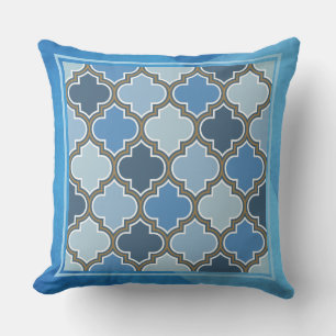 Coussin Motif de style marocain et Arrière - plan bleu Gru