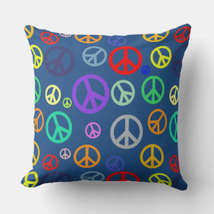 Coussin Motif de symbole de paix multicolore riche vibrant