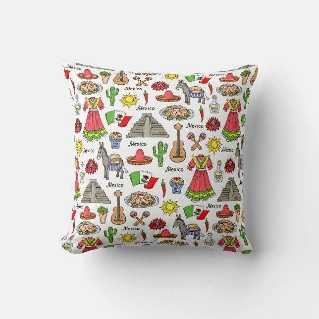 Coussin Motif de symboles du Mexique | (Recto)