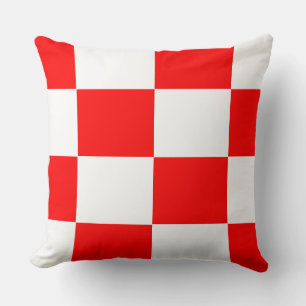Coussin motif de tableau à chèques rouge et blanc