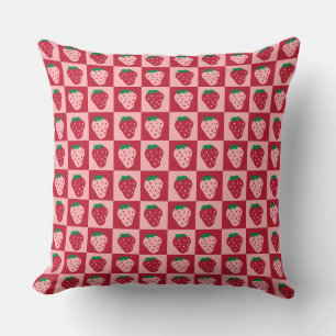 Coussin Motif de tableau de bord de fraise rétro