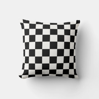Coussin Motif de tableau de contrôle de contraste noir/bla