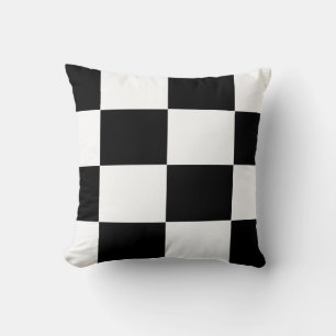 Coussin motif de tableau de contrôle noir et blanc