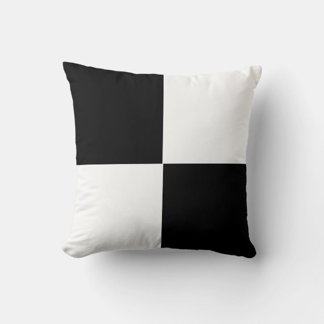 Coussin motif de tableau de contrôle noir et blanc (Recto)