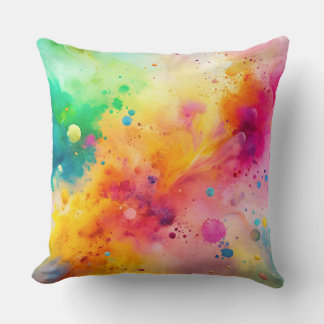 Coussin Motif de taches d'aquarelle abstraite vibrant