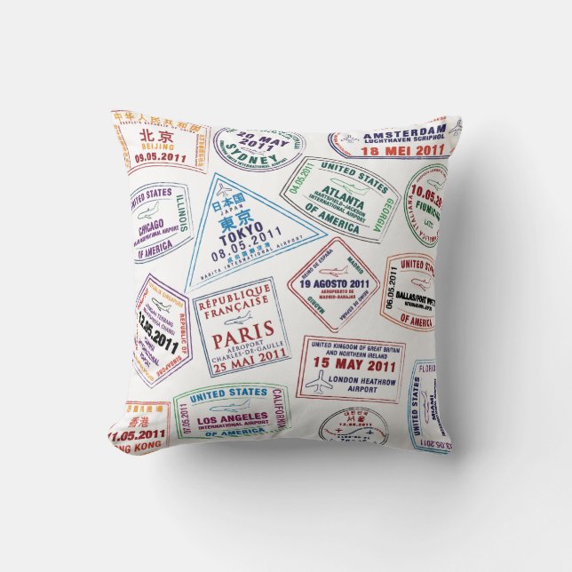 Coussin Motif de tampon de passeport Imprimer (Recto)