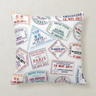 Coussin Motif de tampon de passeport Imprimer