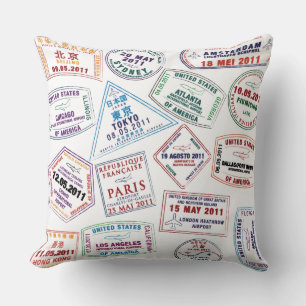 Coussin Motif de tampon de passeport Imprimer