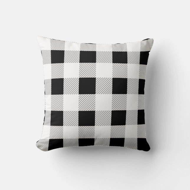 Coussin Motif de tarte noir blanc et gris (Recto)
