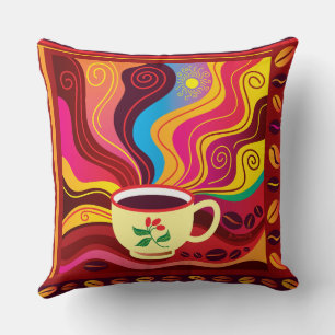 Coussin Motif de tasse de café fumant