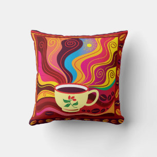 Coussin Motif de tasse de café fumant
