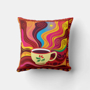 Coussin Motif de tasse de café fumant