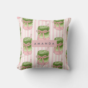 Coussin Motif de tasses à matcha Pastel personnalisées